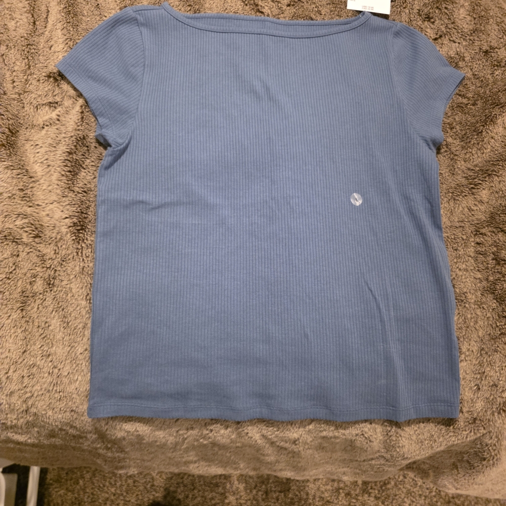 American Eagle Outfitters Ribbed Blue Short Sleeve Tee